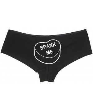 Panties Women's Cute Spank Me Valentines Candy Hot Sexy Boyshort - Black/White - CE11UPLWQMB