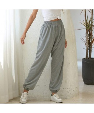 Slips Women's Active Elastic Waist Baggy Workout Sweatpants Joggers Lounge Pants Gray - CP199HWIKL8