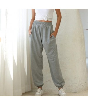 Slips Women's Active Elastic Waist Baggy Workout Sweatpants Joggers Lounge Pants Gray - CP199HWIKL8