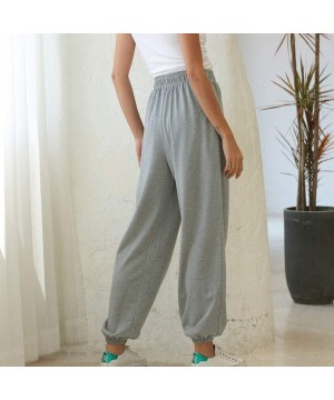 Slips Women's Active Elastic Waist Baggy Workout Sweatpants Joggers Lounge Pants Gray - CP199HWIKL8