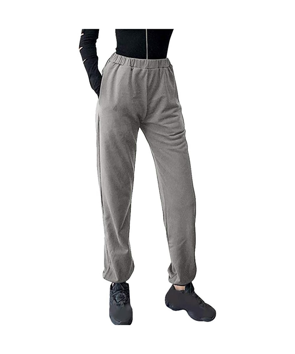 Thermal Underwear Fashion Womens Casual Sports Solid Comfortable Trousers High Waist Pants - Gray - CA198D89QI5