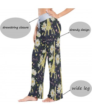 Bottoms Golden Eiffel Tower Daisies Women's Pajama Pants Lounge Sleep Wear - Multi - C419CIZCL5W