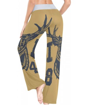 Bottoms Wild Animal Deer Women Loose Palazzo Casual Drawstring Sleepwear Print Yoga Pants - C319D8UHXI8