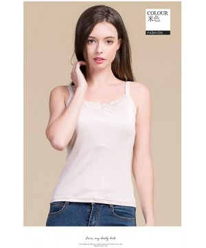 Camisoles & Tanks Women's Silk Camisole-Underwaist Vest with Straps-100% Silk(Main Fabric)-5 Colors-真丝吊带背心 - Beige - CA19DUIEQZH