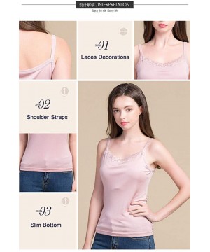 Camisoles & Tanks Women's Silk Camisole-Underwaist Vest with Straps-100% Silk(Main Fabric)-5 Colors-真丝吊带背心 - Beige - CA19DUIEQZH