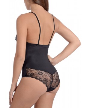 Shapewear Plus Size- Sexy Slimming Body Suit with Lace at Bust and Butt - Black - CI186SS2HUQ