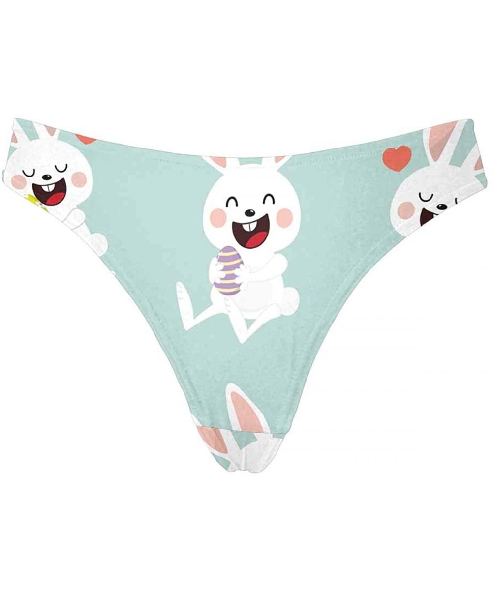 Panties Women's T-Back Thongs Comfort Panty Underwear Happy Easter Bunny Eggs(XS-3XL) - Style 4 - CS18R2ICOYU