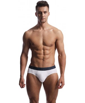 Briefs Men's 3 Pack Low Rise Cotton Hip Briefs Slim Fit Contour Pouch Sexy Underwear - F8021 White - CF18R3ERGCW