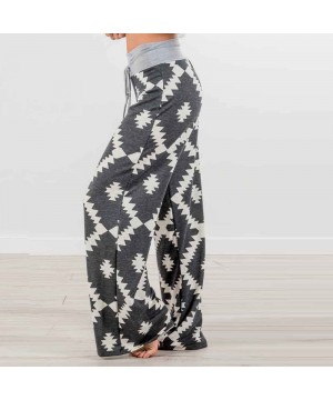 Bottoms Women's Comfy Pajama Pants Floral Print Casual Drawstring Palazzo Wide Leg Lounge Pants High Waist Trousers - 8 - Mul...