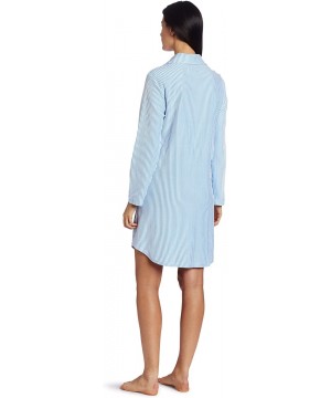 Nightgowns & Sleepshirts Women's 36 Inch Button Front Notched Collar - Blue - CG116ZYHSL1