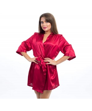 Robes Satin Robe for Bride Bridesmaid Party with Rose-Gold Glitter - Burgundy-matron_of_honor - CE190T33LLG