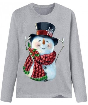 Nightgowns & Sleepshirts Women's Christmas Plus Size Shirts Casual Pull Sleeve Snowman Print Pullover Solid Loose Fall Blouse...