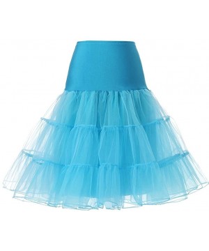 Slips Women's Plus Size 50s Vintage Tutu Skirt Petticoat Rockabilly Crinoline Underskirt - Sky Blue - C71832TYOKL