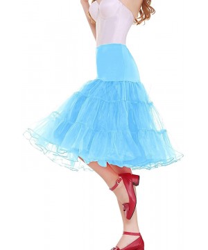 Slips Women's Plus Size 50s Vintage Tutu Skirt Petticoat Rockabilly Crinoline Underskirt - Sky Blue - C71832TYOKL