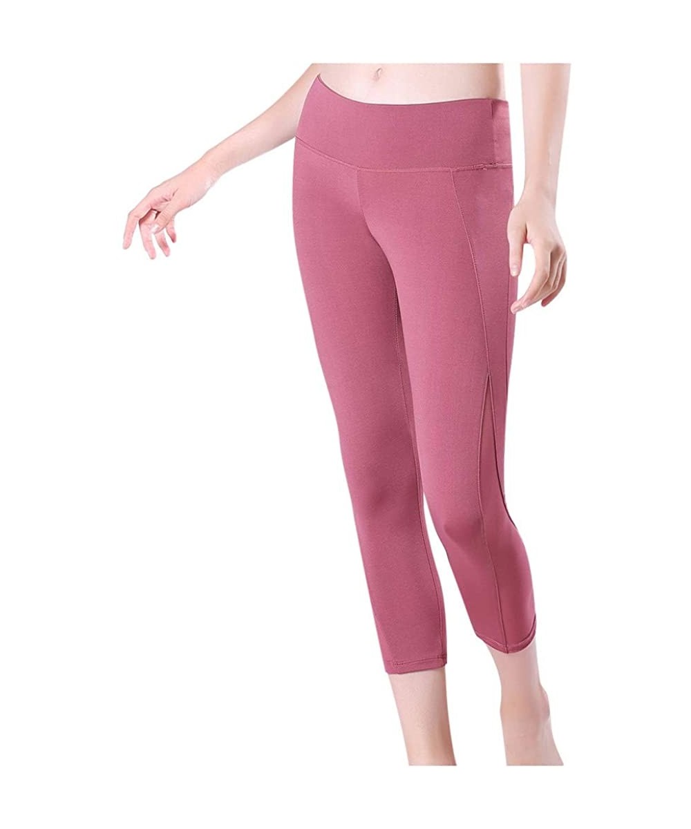 Robes Women Hight Waist Yoga Fitness Leggings Running Stretch Sports Pants Trouser - Red - C0197KZS6TY