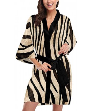 Robes Custom Black&White Zebra Women Kimono Robes Beach Cover Up for Parties Wedding (XS-2XL) - Multi 1 - C6194TDZ3UE