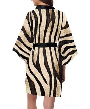 Robes Custom Black&White Zebra Women Kimono Robes Beach Cover Up for Parties Wedding (XS-2XL) - Multi 1 - C6194TDZ3UE