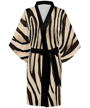 Robes Custom Black&White Zebra Women Kimono Robes Beach Cover Up for Parties Wedding (XS-2XL) - Multi 1 - C6194TDZ3UE