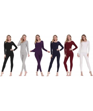 Thermal Underwear Women's Soft Thermal Underwear Long Johns Set Fleece Lined Base Layer Top & Bottom - Fleece-purple - C718KC...