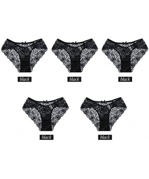 Panties Women's Triangle Panties - Cotton Fashion Bikini Panty Lace Edge Soft Sexy Panties Set - Black - CP1884LESCI