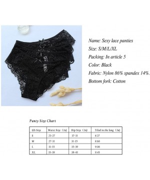 Panties Women's Triangle Panties - Cotton Fashion Bikini Panty Lace Edge Soft Sexy Panties Set - Black - CP1884LESCI