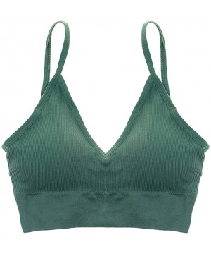 Camisoles & Tanks Women V Neck Bralette Seamless Triangle Comfort Bra Camisole Crop Yoga Bra - Green - CY190DWEMOR