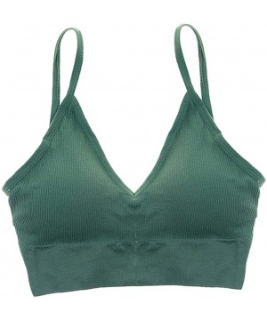 Camisoles & Tanks Women V Neck Bralette Seamless Triangle Comfort Bra Camisole Crop Yoga Bra - Green - CY190DWEMOR