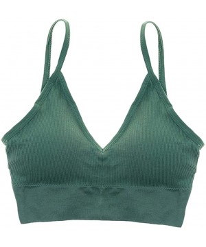 Camisoles & Tanks Women V Neck Bralette Seamless Triangle Comfort Bra Camisole Crop Yoga Bra - Green - CY190DWEMOR