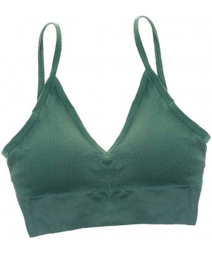 Camisoles & Tanks Women V Neck Bralette Seamless Triangle Comfort Bra Camisole Crop Yoga Bra - Green - CY190DWEMOR