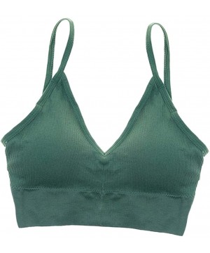 Camisoles & Tanks Women V Neck Bralette Seamless Triangle Comfort Bra Camisole Crop Yoga Bra - Green - CY190DWEMOR