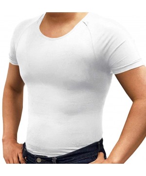 Shapewear Men's Chest Compression Slimming Body Shaper Workout Undershirts - White-shortsleeves - CF1906LS0MA