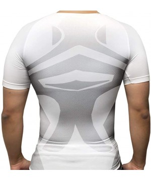 Shapewear Men's Chest Compression Slimming Body Shaper Workout Undershirts - White-shortsleeves - CF1906LS0MA