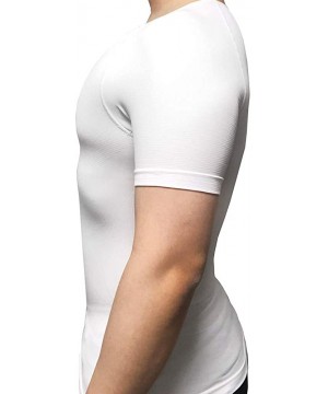 Shapewear Men's Chest Compression Slimming Body Shaper Workout Undershirts - White-shortsleeves - CF1906LS0MA