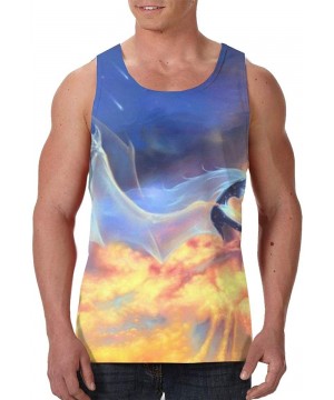 Undershirts Men's Soft Tank Tops Novelty 3D Printed Gym Workout Athletic Undershirt - Fantasy Fire Dragon Angel Wings - CP19D...