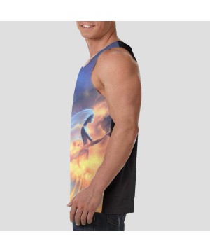 Undershirts Men's Soft Tank Tops Novelty 3D Printed Gym Workout Athletic Undershirt - Fantasy Fire Dragon Angel Wings - CP19D...