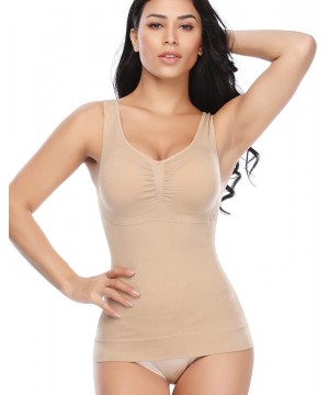 Shapewear Women Control Cami with Spaghetti/Wide/Adjustable Straps Padded Bra Cross Back Tight Shaper Vest - Knitted 2-beige ...