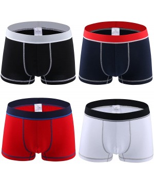 Boxer Briefs Men's 4-Pack Cotton-Stretch Low-Rise Trunk(XL-3XL) - Black/White/Blue - CO12N0FF19J