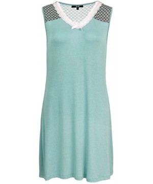 Sets Women's Bamboo Sleeveless Nightgown with Shoulder Print Teal - C2196HMWIX3