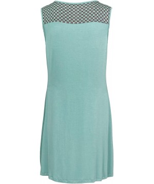 Sets Women's Bamboo Sleeveless Nightgown with Shoulder Print Teal - C2196HMWIX3