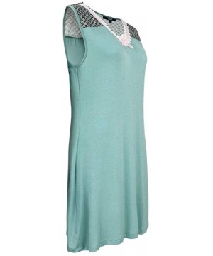 Sets Women's Bamboo Sleeveless Nightgown with Shoulder Print Teal - C2196HMWIX3