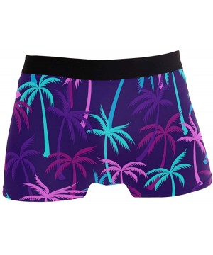 Boxer Briefs Men's Stylish Pattern Waistband Boxer Brief Stretch Swimming Trunk - Palm Leaves - CQ18Q4522YK