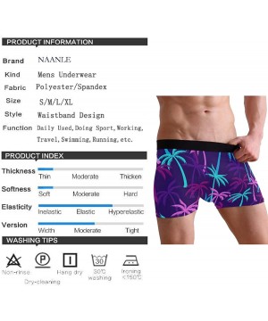 Boxer Briefs Men's Stylish Pattern Waistband Boxer Brief Stretch Swimming Trunk - Palm Leaves - CQ18Q4522YK