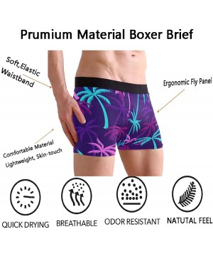 Boxer Briefs Men's Stylish Pattern Waistband Boxer Brief Stretch Swimming Trunk - Palm Leaves - CQ18Q4522YK