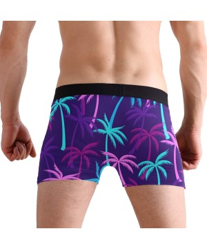 Boxer Briefs Men's Stylish Pattern Waistband Boxer Brief Stretch Swimming Trunk - Palm Leaves - CQ18Q4522YK