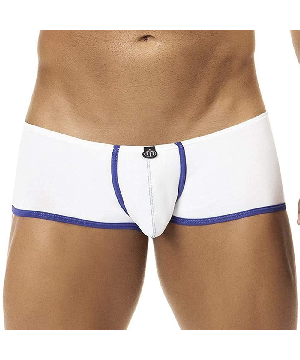 Boxer Briefs Pouch Mini Boxer Low Rise Piping Stripe Mens Stylish Underwear - White - CU11T7N7B4L