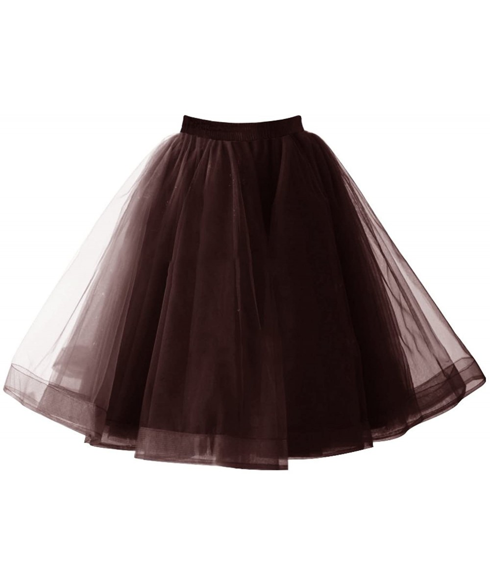 Slips Women's Tutu Halloween Tulle Skirt 50s Vintage Ballet Dance Skirts - Brown - CT18YA49CDQ