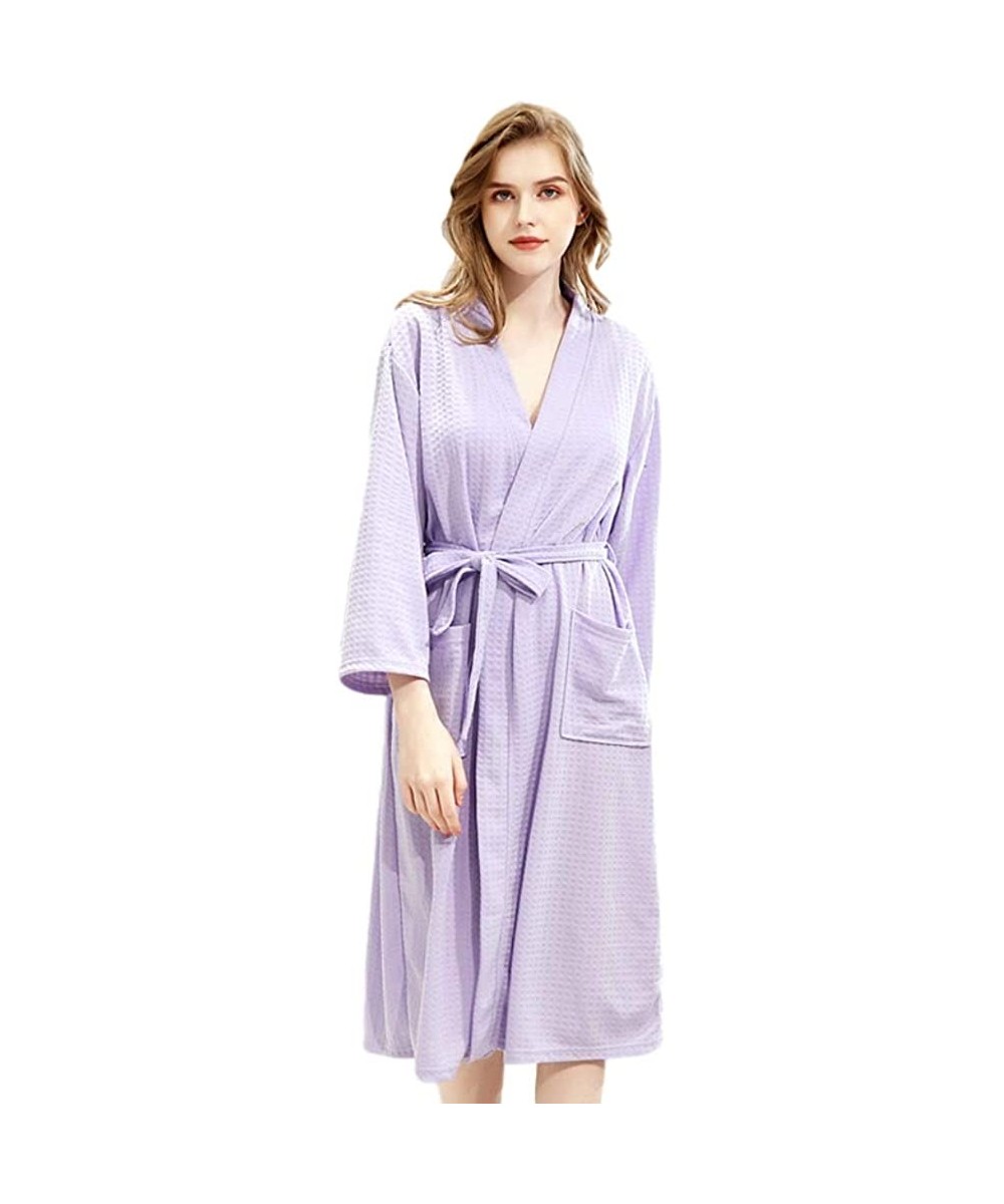 Robes Men's Women's Lightweight Waffle Full-Length Robe - Women/Purple - CF199CHEN3K