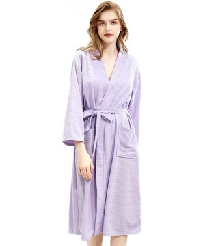 Robes Men's Women's Lightweight Waffle Full-Length Robe - Women/Purple - CF199CHEN3K