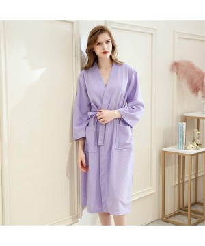 Robes Men's Women's Lightweight Waffle Full-Length Robe - Women/Purple - CF199CHEN3K