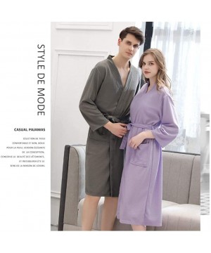 Robes Men's Women's Lightweight Waffle Full-Length Robe - Women/Purple - CF199CHEN3K